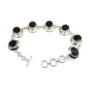 CELCIA JEWELRY Solid 925 Sterling Silver Bracelet For Womens & Mens, Natural Garnet Bracelet Gemstone Unique Handcrafted Bracelet For Her or Him