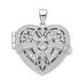 thumbnail image 1 of Solid 925 Sterling Silver CZ Cubic Zirconia Design Heart Locket Pendant Charm - 26mm x 24mm, 1 of 3
