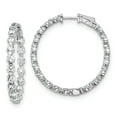 thumbnail image 1 of Solid 925 Sterling Silver CZ Cubic Zirconia Inside-Out Hinged Hoop Earrings - 33mm x 34mm, 1 of 3
