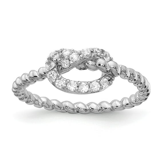 Solid 925 Sterling Silver CZ Cubic Zirconia Knot Anniversary Ring Band Size 8