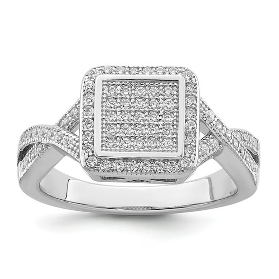 Solid 925 Sterling Silver & CZ Cubic Zirconia Ring (2mm) - Size 6
