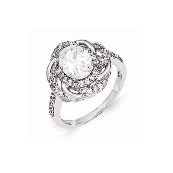 Solid 925 Sterling Silver CZ Cubic Zirconia Unique Anniversary Ring Band Size 6