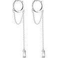 thumbnail image 1 of Solid 925 Sterling Silver CZ Hoop Earrings Chain for Women Teens Hoop Earrings Tassel, 1 of 7