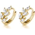 thumbnail image 1 of Solid 925 Sterling Silver CZ Leaf Hoop Earrings Huggie for Women Teens Leaf Cartilage Hoop Earrings Helix Earrings, 1 of 13