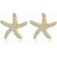 thumbnail image 1 of Solid 925 Sterling Silver CZ Starfish Stud Earrings for Women Teens Beach Stud Earrings Sea Fish Earrings, 1 of 12