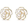 thumbnail image 1 of Solid 925 Sterling Silver Camellia Flower Stud Earrings for Women Teens Flower Stud Earrings Pearl Studs, 1 of 12