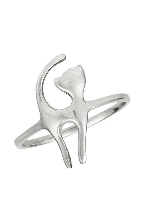 Solid 925 Sterling Silver Cat Ring Womens Pussycat Kitty Tiddles Feline Band Fantasy Forge Jewelry