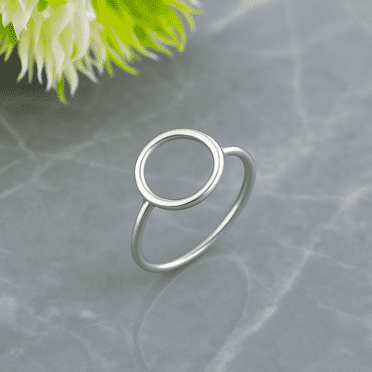 Solid 925 Sterling Silver Classic Open Circle Karma Ring for Women Minimalist Infinity Band Handmade Spiritual Jewelry