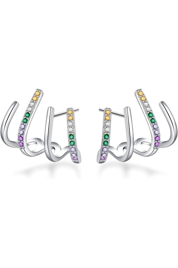 Solid 925 Sterling Silver Claw Earrings Huggie For Wome Half Hoop Earrings Cuff Earrings Wrap[Z3951]