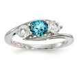 thumbnail image 1 of Solid 925 Sterling Silver Clear and Blue Swarovski CZ Cubic Zirconia Topaz Sue Engagement Ring Size 6, 1 of 2