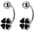 thumbnail image 1 of Solid 925 Sterling Silver Clover Flower Half Hoop Earrings for Women Teens Black Clover Hoop Earrings Huggie Shamrock Earrings, 1 of 14
