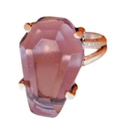 CELCIA JEWELRY Solid 925 Sterling Silver Coffin Ring, Natural Amethyst Purple Gemstone Ring, Unique Handcrafted February Birthstone Ring For Women/Men