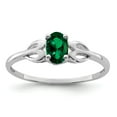 thumbnail image 1 of Solid 925 Sterling Silver Created Emerald Green May Gemstone Engagement Ring Size 9, 1 of 4