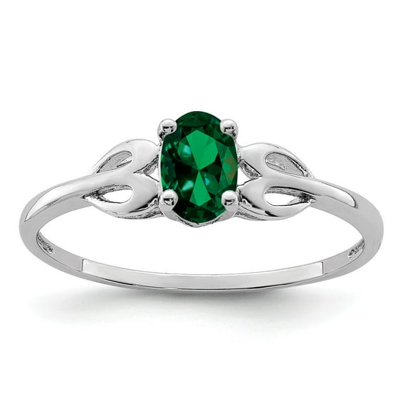 Solid 925 Sterling Silver Created Emerald Green May Gemstone Engagement Ring Size 9