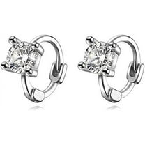 Solid 925 Sterling Silver Cubic Zirconia Hoop Earrings Huggie for Women Teens Sparkling CZ Hoop Earrings Cartilage Helix Earrings Minimalist