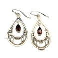 thumbnail image 1 of Solid 925 Sterling Silver Dangle Drop Earrings For Women, Natural Garnet Pear Gemstone Beautiful Handmade January Birthstone Jewelry, 1 of 3