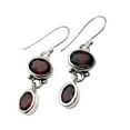 thumbnail image 1 of Solid 925 Sterling Silver Dangle Teardrop Earrings For Women, Natural Garnet Faceted Oval Red Gemstone Unique January Birthstone Gifts, 1 of 3