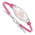 thumbnail image 1 of Solid 925 Sterling Silver Delta Zeta Enameled Oval Leather Bracelet - with Secure Lobster Lock Clasp (30mm), 1 of 2