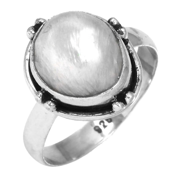 Solid 925 Sterling Silver Designer Ring Natural Freshwater Pearl