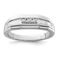 thumbnail image 1 of Solid 925 Sterling Silver Diamond Men's Wedding Ring Band Size 8 (.15 cttw.), 1 of 3