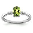 thumbnail image 1 of Solid 925 Sterling Silver Diamond and Peridot Green August Gemstone Oval Engagement Ring Size 8 (.04 cttw.), 1 of 3
