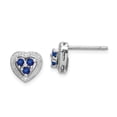 thumbnail image 1 of Solid 925 Sterling Silver Diamond and Sapphire Blue September Gemstone Heart Button Post Studs Earrings 8mm (.01 cttw.), 1 of 3
