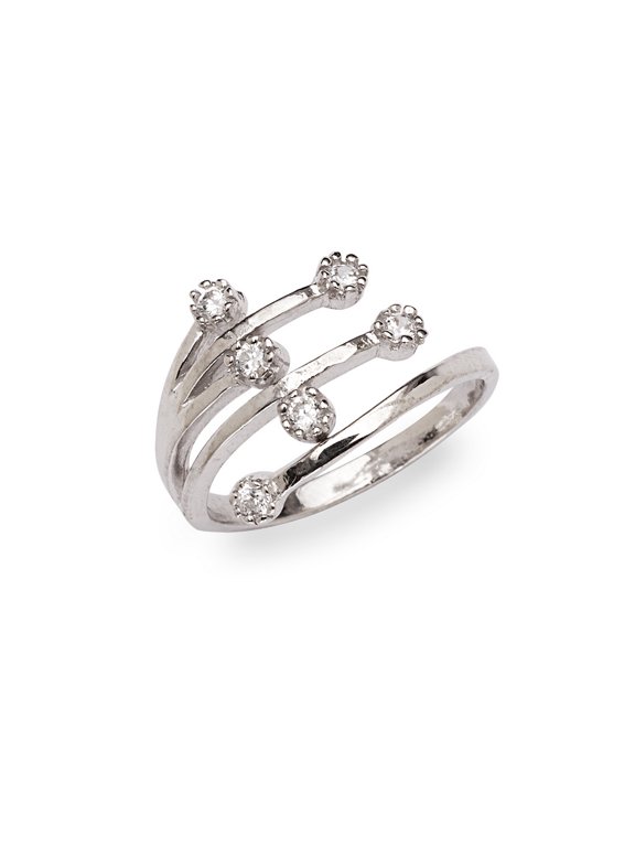 Solid 925 Sterling Silver Elegant Waterfall Bypass Adjustable Cubic Zirconia toe ring (10mmx15mm) toe ring for Women