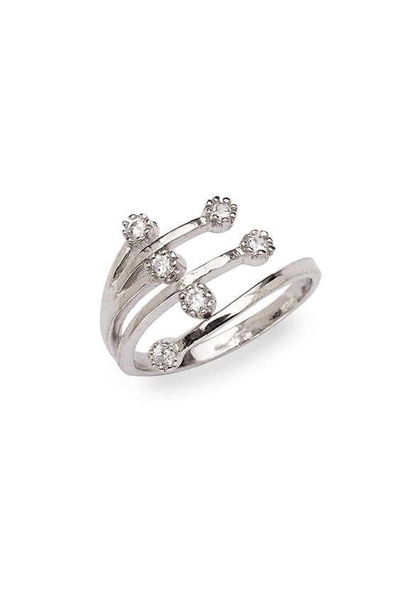 Solid 925 Sterling Silver Elegant Waterfall Bypass Adjustable Cubic Zirconia toe ring (10mmx15mm) toe ring for Women