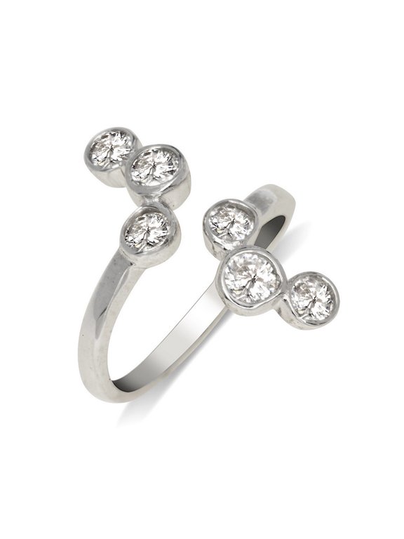 Solid 925 Sterling Silver Elegant Waterfall Bypass Adjustable Cubic Zirconia toe ring (15mmx15mm) toe ring for Women