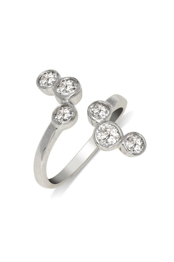 Solid 925 Sterling Silver Elegant Waterfall Bypass Adjustable Cubic Zirconia toe ring (15mmx15mm) toe ring for Women