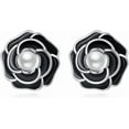 thumbnail image 1 of Solid 925 Sterling Silver Flower Stud Earrings for Women Teens Black Flower Stud Earrings Pearls, 1 of 12