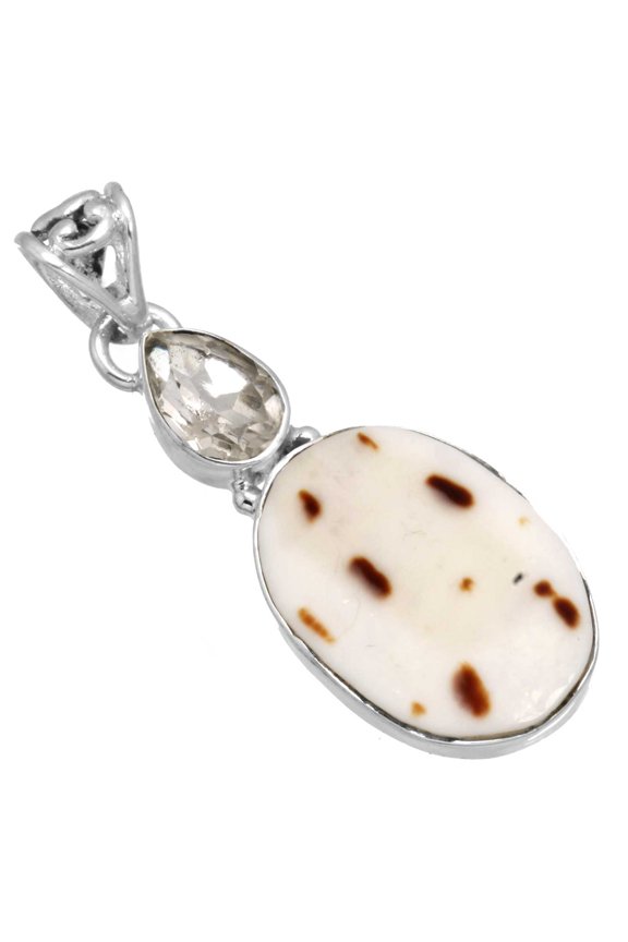 Solid 925 Sterling Silver Genuine Fancy Shell Handcrafted Pendant