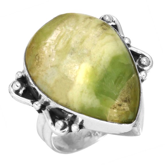 Solid 925 Sterling Silver Genuine Green Pietersite Handmade Ring