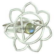 CELCIA JEWELRY Solid 925 Sterling Silver, Genuine Rainbow Moonstone Gemstone Ring, Flower Designer Ring For Women, Floral Ring, Valentines Day Gifts For Her, June Birthstone Ring (Rainbow Moonstone, 7)