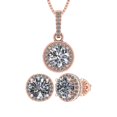 thumbnail image 1 of Solid 925 Sterling Silver & Gold Halo Pendant & Earring Birthstone Set W/ Pure Brilliance Zirconia - Hypoallergenic, Rose Gold Plated, April - Simulated Diamond, 1 of 7