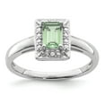 thumbnail image 1 of Solid 925 Sterling Silver Green Quartz Diamond Engagement Ring Size 7 (.01 cttw.), 1 of 3