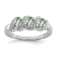 thumbnail image 1 of Solid 925 Sterling Silver Green Quartz and Diamond Engagement Ring Size 8 (.01 cttw.), 1 of 3