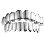 Solid 925 Sterling Silver Grillz Set 8 Top & Eight Bottom Teeth Premade Grills