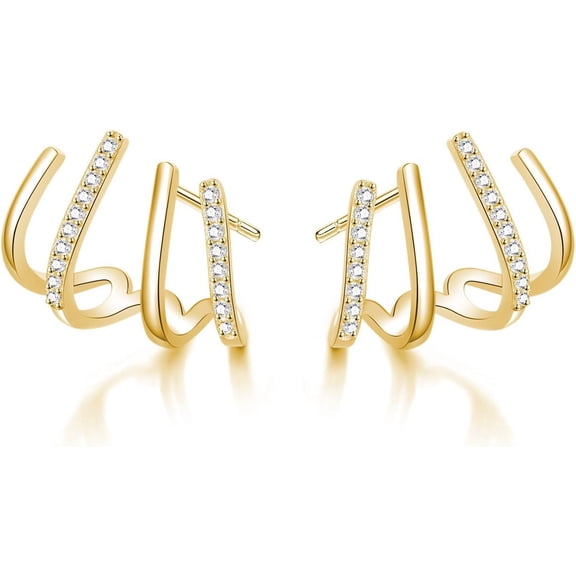 Solid 925 Sterling Silver Half Hoop Earrings Wrap For Women Cuff Earrings Piercings Studs[Z3174]