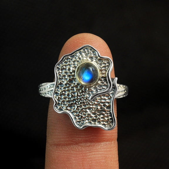 Solid 925 Sterling Silver Handmade Jewelry Natural Labradorite Ring