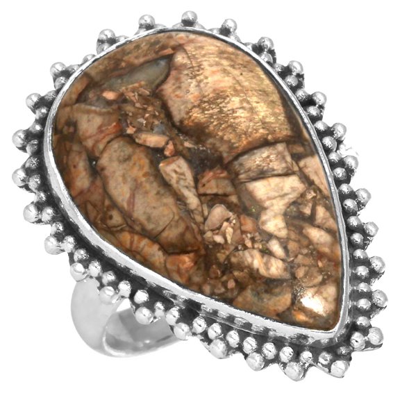 Solid 925 Sterling Silver Handmade Ring Natural Mushroom Rhyolite
