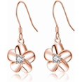thumbnail image 1 of Solid 925 Sterling Silver Hawaiian Flower Drop Earrings Plumeria for Women Teens CZ Flower Dangle Earrings Hooks for Spring, 1 of 12