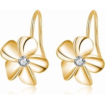 Solid 925 Sterling Silver Hawaiian Plumeria Flower Drop Earrings for Women Teens CZ Flower Drop Earrings Dangle