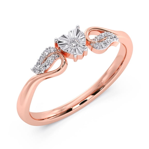 Solid 925 Sterling Silver Heart Cluster Ring - Rose Gold Plated Angel Wing Promise Ring for Women