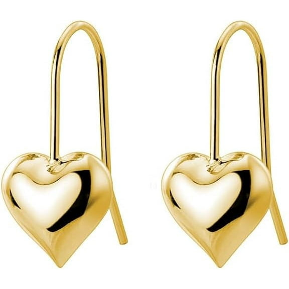 Solid 925 Sterling Silver Heart Drop Earrings for Women Teen Love Heart Dangle Earrings Hook