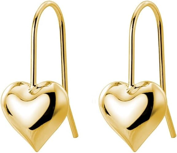 Solid 925 Sterling Silver Heart Drop Earrings for Women Teen Love Heart Dangle Earrings Hook