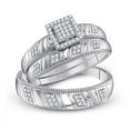 thumbnail image 1 of Solid 925 Sterling Silver His and Hers Trio Three Rings Set Real Natural Diamond Square Matching Rings Wedding Band Set 1/4 Carat ( .25 Cttw ) - (L = 8.5, M = 9.5), 1 of 6