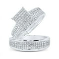 thumbnail image 1 of Solid 925 Sterling Silver His and Hers Trio Three Rings Set Real Natural Diamond Square Matching Rings Wedding Band Set 7/8 Carat ( .88 Cttw ) - (L = 8, M = 8.5), 1 of 7