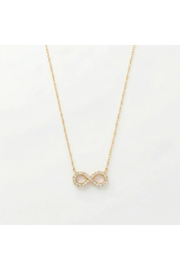 Solid 925 Sterling Silver Infinity Diamond Necklace, Dainty Sparkling Forever Symbol Pendant for Women, Romantic Fine Jewelry Gift