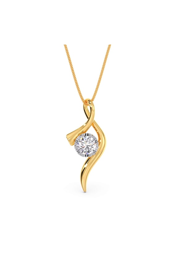 Solid 925 Sterling Silver Infinity Twist Moissanite Pendant - 14K Yellow Gold Plated S-Curve Solitaire Necklace for Women - Elegant Journey Jewelry Gift